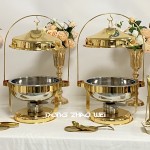 Food Warmer Factory - Luxury Golden Round Buffet Stainless Steel