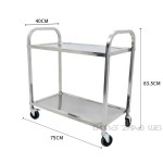 Utility Cart Manufacturer - High Quality Sliver Double-deck Commercial