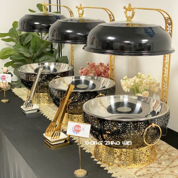 Chafing Dish Manufacturer - Luxury Black Gold 8L with Hanging Lid