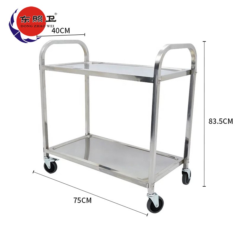 Utility Cart Manufacturer - High Quality Sliver Double-deck Commercial
