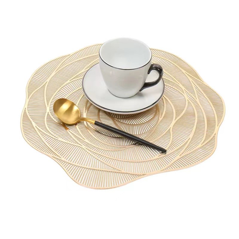 Placemats Factory - Gold Metallic Irregular Plastic Heat Resistant