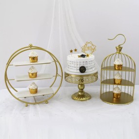 Dessert Display Factory - New Luxurious Golden Storage Rack Custom