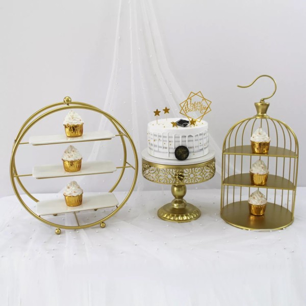 Dessert Display Factory - New Luxurious Golden Storage Rack Custom