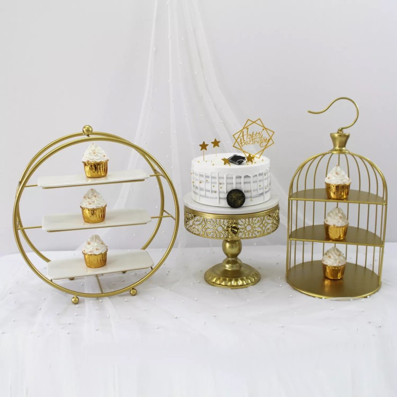 Dessert Display Factory - New Luxurious Golden Storage Rack Custom