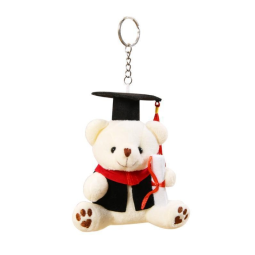 Graduation Bear Keychain Manufacturer - OEM Custom 12cm White Teddy
