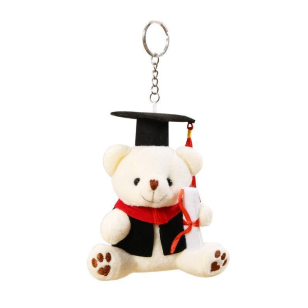 Graduation Bear Keychain Manufacturer - OEM Custom 12cm White Teddy
