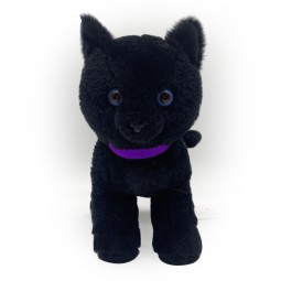 Black Cat Plush Supplier - OEM Custom Purple Collar Design
