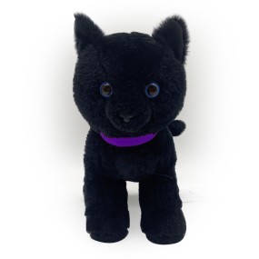 Black Cat Plush Supplier - OEM Custom Purple Collar Design