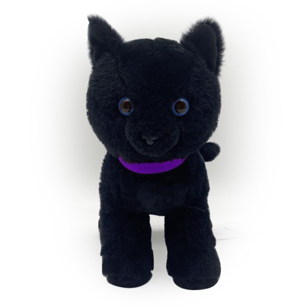 Black Cat Plush Supplier - OEM Custom Purple Collar Design