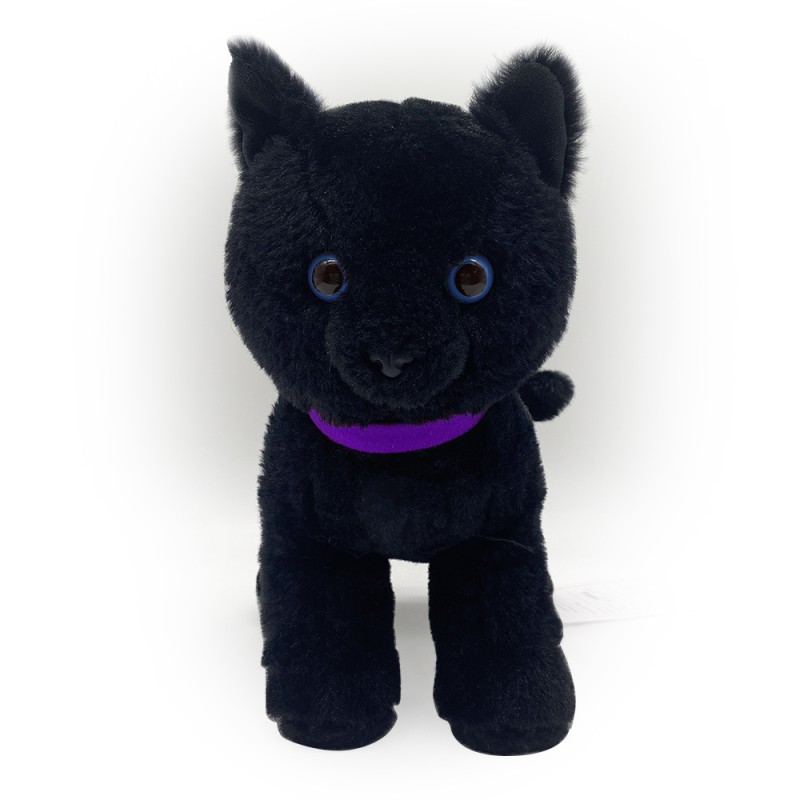 Black Cat Plush Supplier - OEM Custom Purple Collar Design