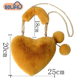 Handbag Factory - Heart Shaped Plush Love Hand Chain Bag