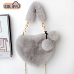 Handbag Factory - Heart Shaped Plush Love Hand Chain Bag