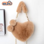 Handbag Factory - Heart Shaped Plush Love Hand Chain Bag