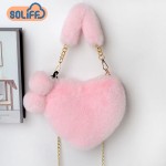 Handbag Factory - Heart Shaped Plush Love Hand Chain Bag