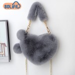 Handbag Factory - Heart Shaped Plush Love Hand Chain Bag