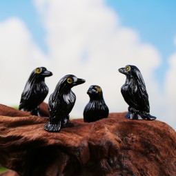 Crow Resin Ornament Manufacturer - OEM Custom Black White Design