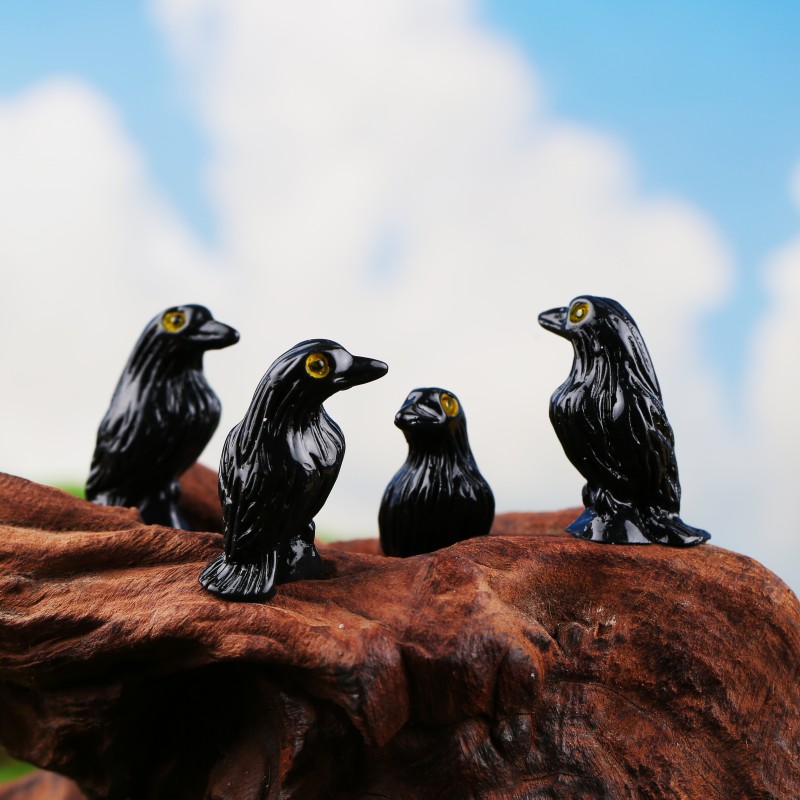 Crow Resin Ornament Manufacturer - OEM Custom Black White Design
