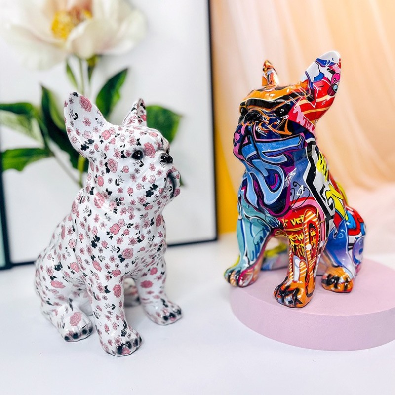Resin Sculpture Factory - Graffiti Bulldog Office Decor