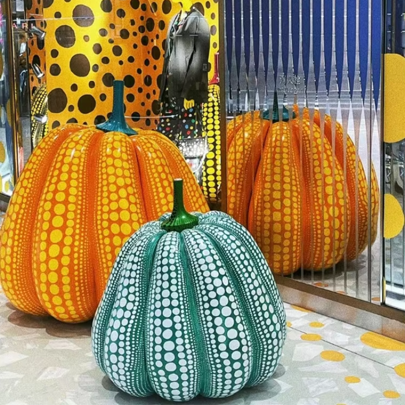 Outdoor Ornament Factory - Polka Dot Pumpkin Park Sculpture
