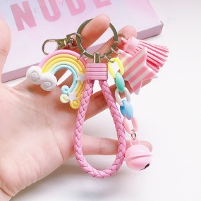 Leather Keychain Supplier - OEM Candy Color Tassel Pendant