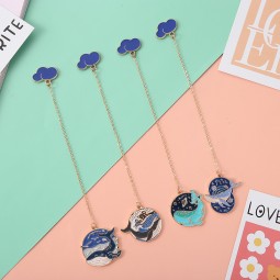 Metal Bookmark Manufacturer - OEM Wave Whale Tassel Design