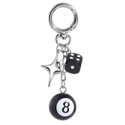 Punk Keychain Manufacturer - Black 8 Ball Dice Accessory