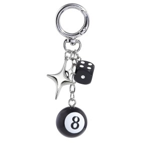 Punk Keychain Manufacturer - Black 8 Ball Dice Accessory