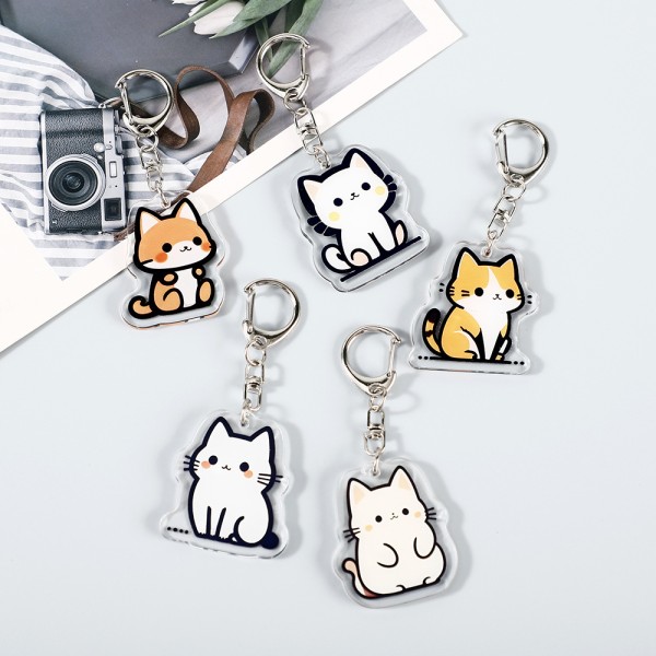 Acrylic Keychain Manufacturer - Cartoon Cat Couple Pendant
