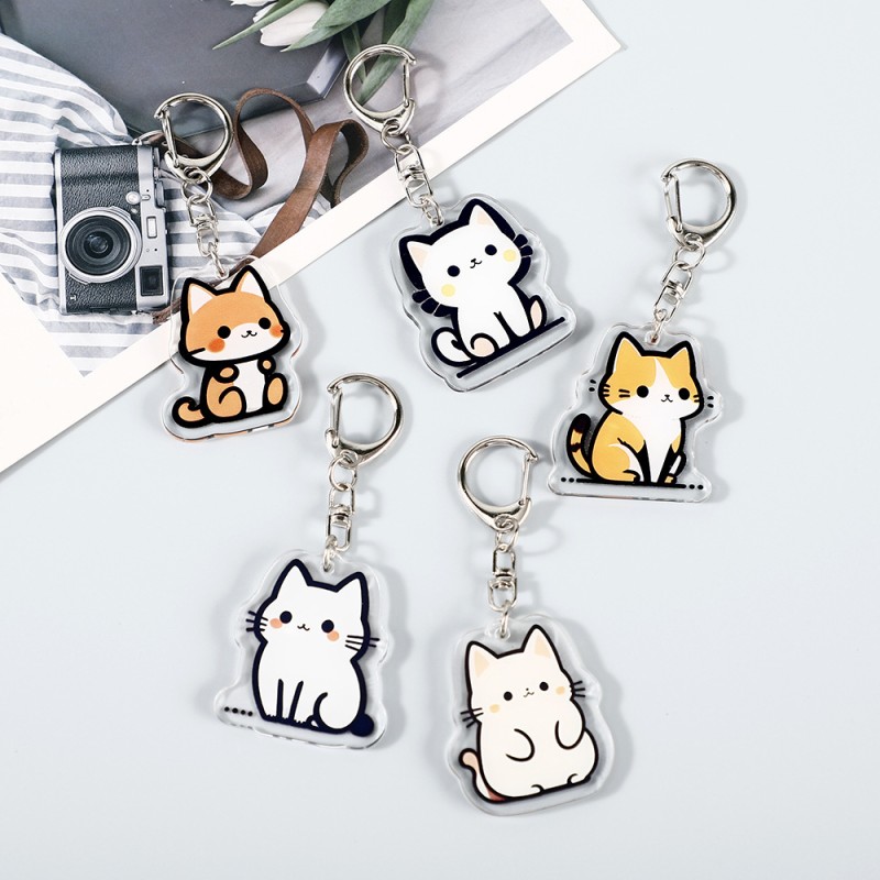 Acrylic Keychain Manufacturer - Cartoon Cat Couple Pendant