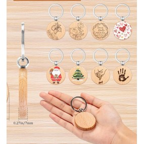 Wooden Keychain Factory - Round Laser Engraved Keyring