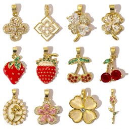Gold Charm Factory - Diamond Strawberry Jewelry Pendant
