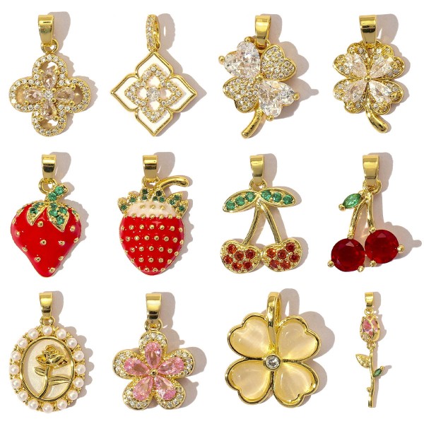 Gold Charm Factory - Diamond Strawberry Jewelry Pendant
