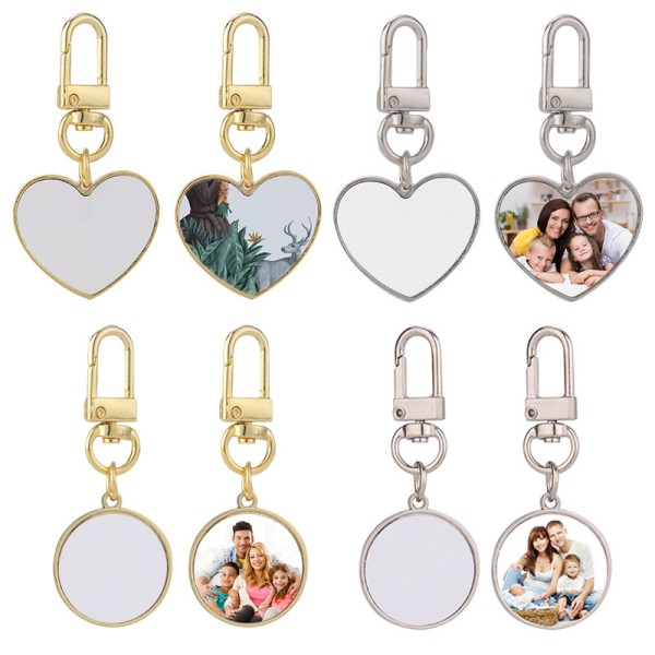 Round Keychain Manufacturer - Sublimation Heart Metal Chain