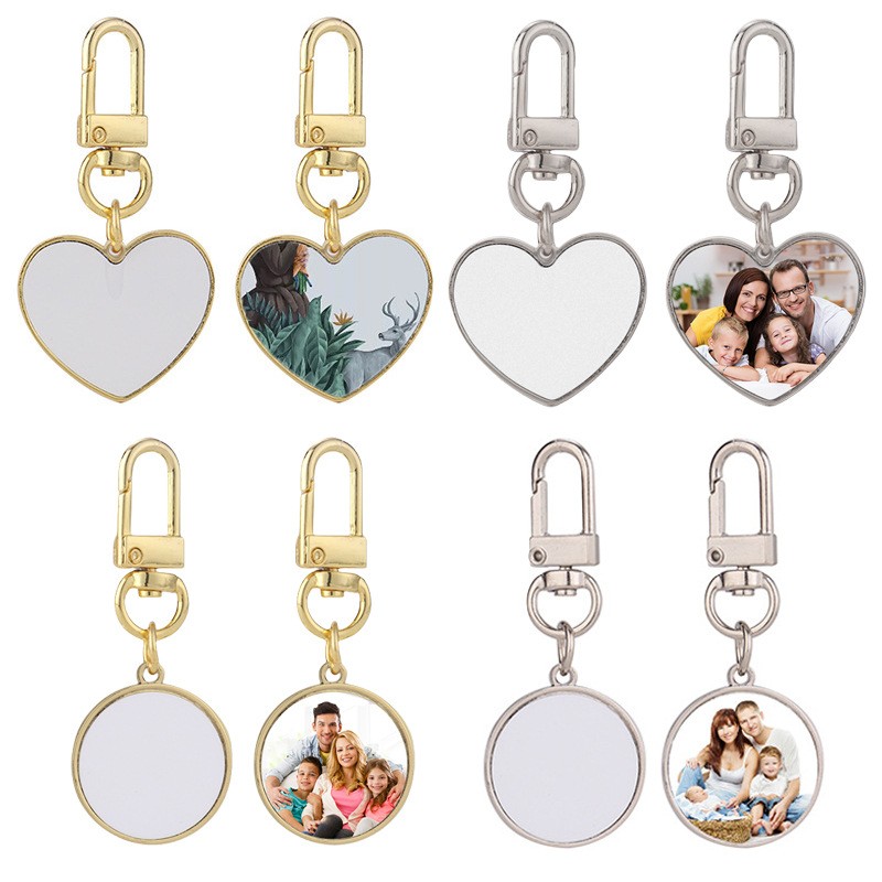 Round Keychain Manufacturer - Sublimation Heart Metal Chain