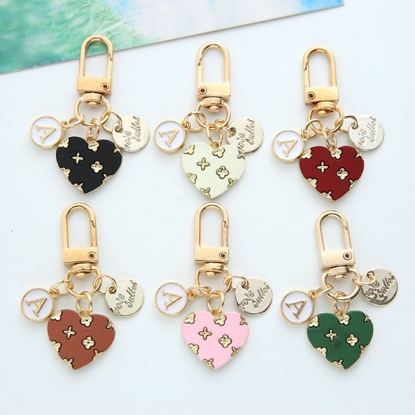 Alloy Keychain Factory - Flower Heart Letter Metal Pendant