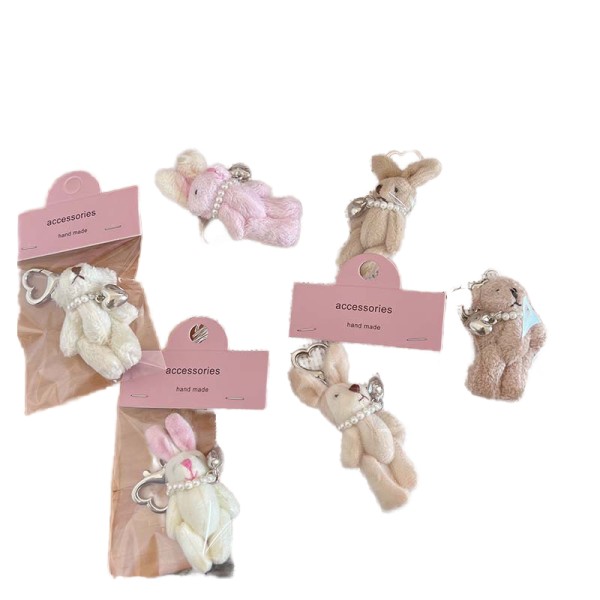 Bunny Keychain Factory - Fluffy Rabbit Pearl Keychain