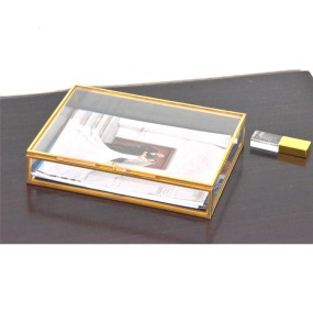 Photo Box Manufacturer - Glass Gold Wedding Favor Box