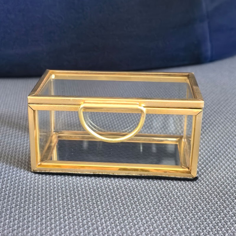 Wedding Box Manufacturer - Luxury Gold Glass Jewelry Box