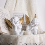 Cupid Sculpture Manufacturer - Golden Resin Angel Home Decor