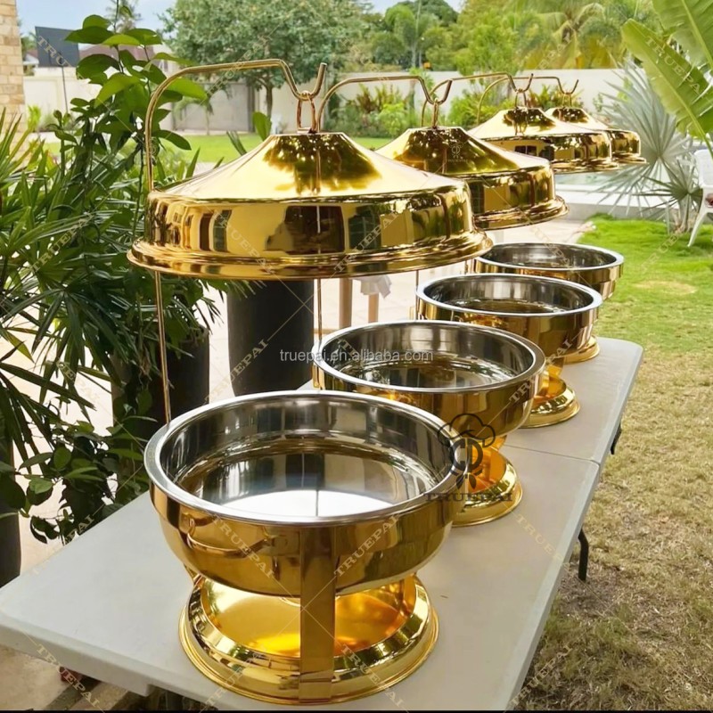 Chafing Dish Manufacturer - 9L Luxury Gold Buffet Server with Hanging Lid
