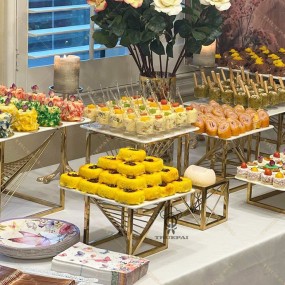 Buffet Stand Supplier - OEM Luxury Gold Pastry Display for High Tea
