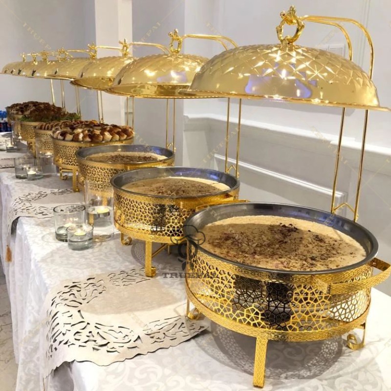 Chafing Dish Supplier - 8L Gold Alcohol Food Warmer for Wedding Catering