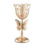 Candle Holder Manufacturer - Gold Butterfly Flower Pedestal with Glass Tube