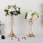 Flower Vase Stand Manufacturer - Tall Gold Crystal Wedding Centerpiece