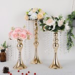 Flower Vase Stand Manufacturer - Tall Gold Crystal Wedding Centerpiece