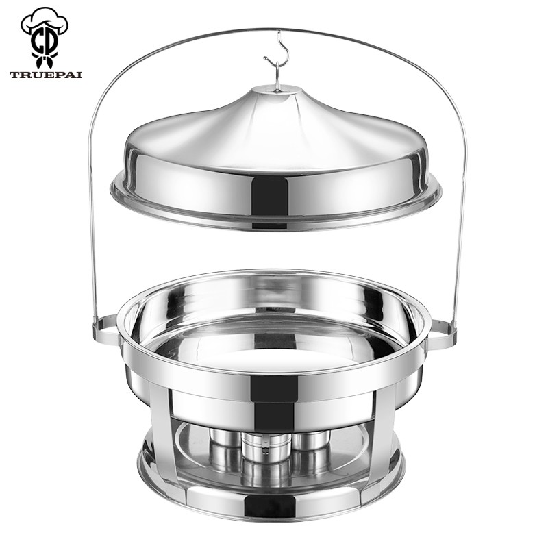 Food Warmer Factory - OEM Silver Round Chafing Dish Set for Catering