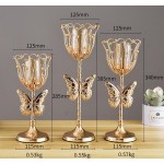 Candle Holder Manufacturer - Gold Butterfly Flower Pedestal with Glass Tube