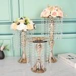 Flower Vase Stand Manufacturer - Tall Gold Crystal Wedding Centerpiece