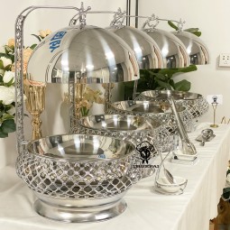 Chafing Dish Manufacturer - 8L Gold Silver Fuel Food Warmer for Catering