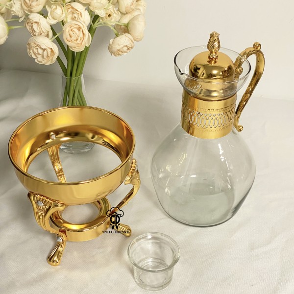 Teapot Set Manufacturer - Arabic Style Glass Tea Urn with Metal Holder
